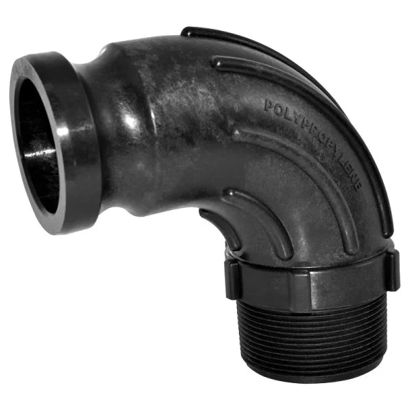 TerreMax 300FSWP90 3 Inch Male Camlock x 3 Inch Male NPT Sweep 90 | Ag Hose Fitting